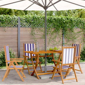 Garden Chair Set of 4 Blue and White Solid Acacia wood
