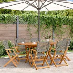 Garden Chair Set of 6 Grey Solid acacia wood, PE rattan...