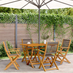 Garden Chair Set of 4 Gray Solid acacia wood and polypr...