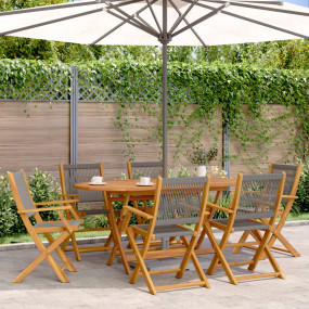 Garden Chair Set of 6 Grey Solid Acacia wood Standard F...