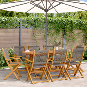 Garden Chair Set of 8 Grey Solid acacia wood with oil f...