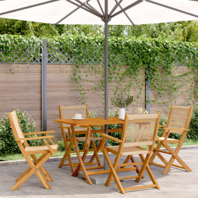 Garden Chair Set of 4 Beige Solid Acacia Wood, Polyprop...