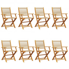 Garden Chair Set of 8 Beige Solid acacia wood, polyprop...
