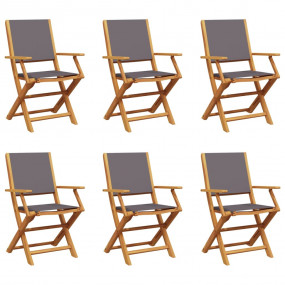 Garden Chair Set of 6 Anthracite Solid Acacia Wood Medi...