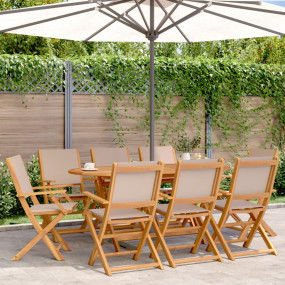 Garden Chair Set of 8 Taupe Solid Acacia wood Medium Fo...