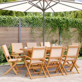 Garden Chair Set of 8 Beige Solid acacia wood and 100% ...
