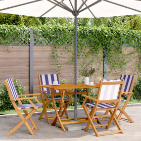 Garden Chair Set of 4 Blue Solid Acacia wood Medium Fol...