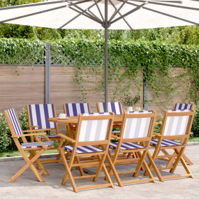 Garden Chair Set of 8 Blue and White