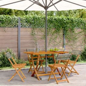 Garden Chair Set of 4 Grey PE rattan and solid acacia w...