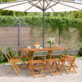 Garden Chair Set of 8 Grey Solid Acacia wood Standard