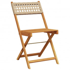 Garden Chair Set of 4 Beige Solid acacia wood, PE ratta...