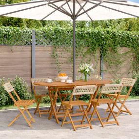Garden Chair Set of 6 Beige Solid acacia wood Standard ...