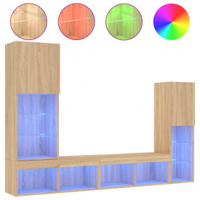 TV Wall Unit Sonoma Oak Engineered Wood, Glass Medium