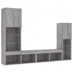 TV Wall Unit Grey Sonoma Engineered Wood, Glass Large