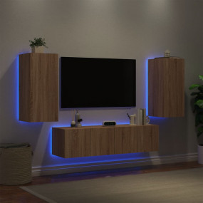 TV Wall Unit Sonoma Oak Engineered Wood Large TV Wall U...