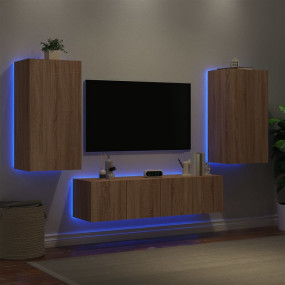 TV Wall Unit Sonoma Oak Engineered Wood Medium TV Wall ...