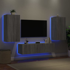 TV Wall Unit Grey Sonoma Engineered Wood TV Wall Unit R...