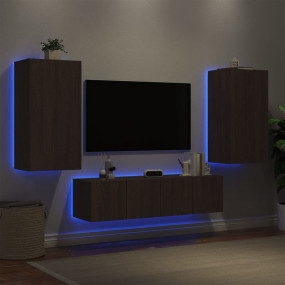 TV Wall Unit Brown Oak Engineered Wood Medium Modern