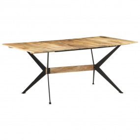 Dining Table Natural Wood Solid Mango Wood, Powder-Coat...