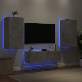 TV Wall Cabinet Concrete Grey Engineered wood Medium