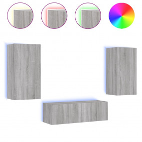 TV Wall Cabinet Grey sonoma Engineered wood TV Wall Cab...
