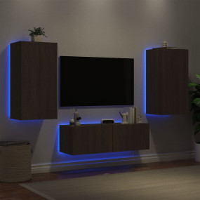 TV Wall Cabinet Brown oak Engineered wood Large TV Wall...
