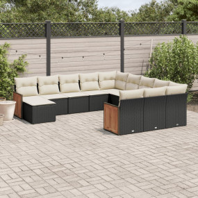 Garden Sofa Set Black and Cream White