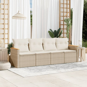 Garden Sofa Set Beige PE Rattan Large Modular Garden So...