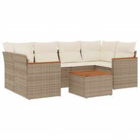 Garden Sofa Set Beige PE rattan, powder-coated steel, a...
