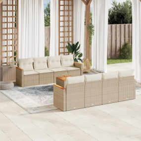 Garden Sofa Set Beige PE Rattan Large Modular Garden So...
