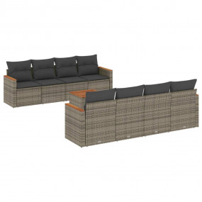 Garden Sofa Set Grey PE rattan 9 Piece Modular Garden S...