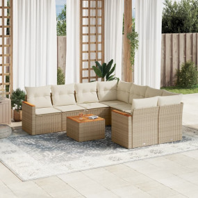 Garden Sofa Set Beige PE Rattan Large Durable Garden So...