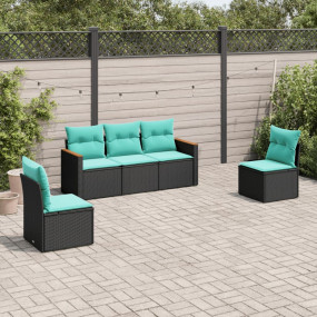 Patio Sofa Set Black Poly Rattan Large Modular Patio So...