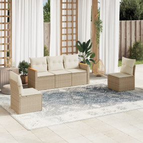 Garden Sofa Set Beige PE rattan Medium Modular Garden S...