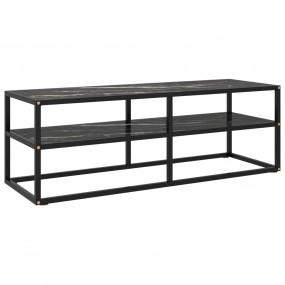 TV Cabinet Black Tempered glass, powder-coated steel Me...