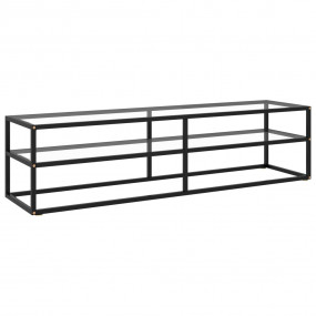 TV Cabinet Black and Transparent Tempered Glass, Powder...