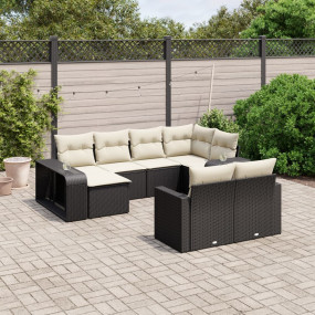 Garden Sofa Set Black and Cream White