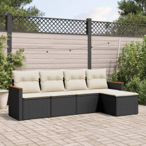 Garden Sofa Set Black Poly Rattan Large Modular Garden ...
