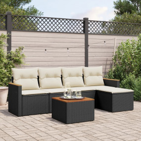 Garden Sofa Set Black PE rattan 6 Piece Modular Garden ...
