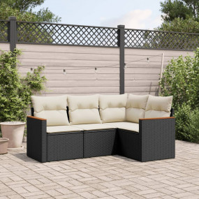 Garden Sofa Set Black and Cream White