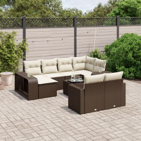 Garden Sofa Set Brown Poly Rattan Large Modular Garden ...