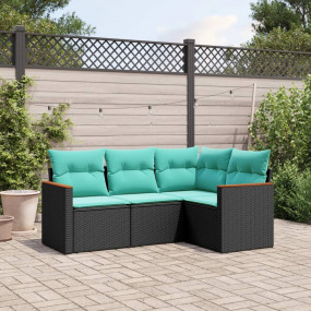 Patio Sofa Set Black, Blue