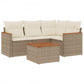 Garden Sofa Set Beige PE rattan Medium Water-resistant ...