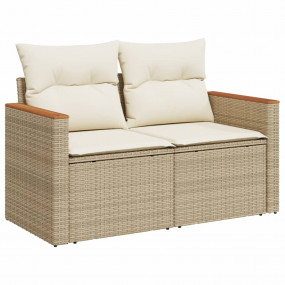 Garden Sofa Set Beige PE Rattan Medium Removable Covers