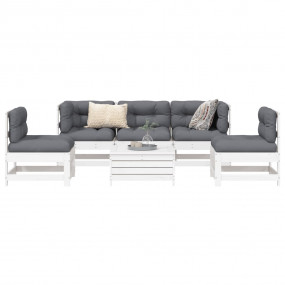Garden Sofa Set White Solid pine wood, Plywood Medium M...