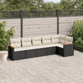 Garden Sofa Set Black PE Rattan, Powder-Coated Steel Mo...