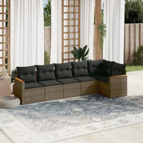 Garden Sofa Set Grey, Dark Grey PE Rattan, Powder-Coate...