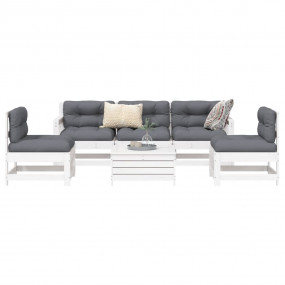 Garden Sofa Set White Solid pine wood Average Modular
