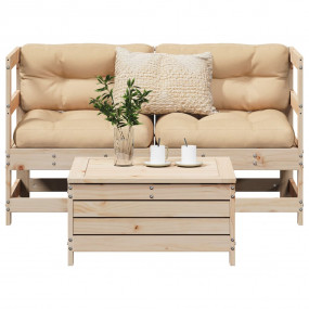 Garden Sofa Set Natural Pine Solid Pine Wood Medium Mod...