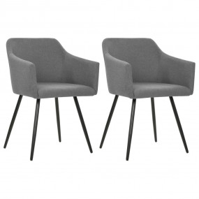 Dining Chair Set of 2 Light Grey Polyester fabric, Meta...